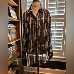 Worthington Monochrome Patterned Sheer Blouse